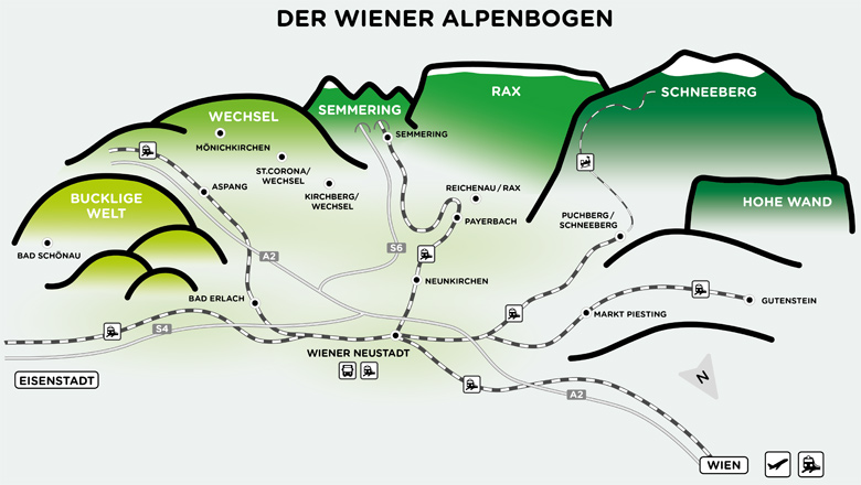 Auf Straße und Schiene in die Wiener Alpen